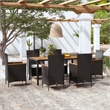 Afuera Living Contemporary Synthetic Poly Rattan Dining Set in Black