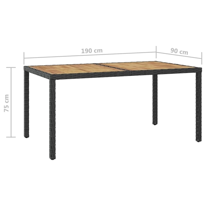 Afuera Living Contemporary Synthetic Poly Rattan Dining Set in Black