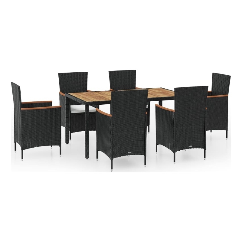 Afuera Living Contemporary Synthetic Poly Rattan Dining Set in Black
