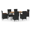 Afuera Living Contemporary Synthetic Poly Rattan Dining Set in Black