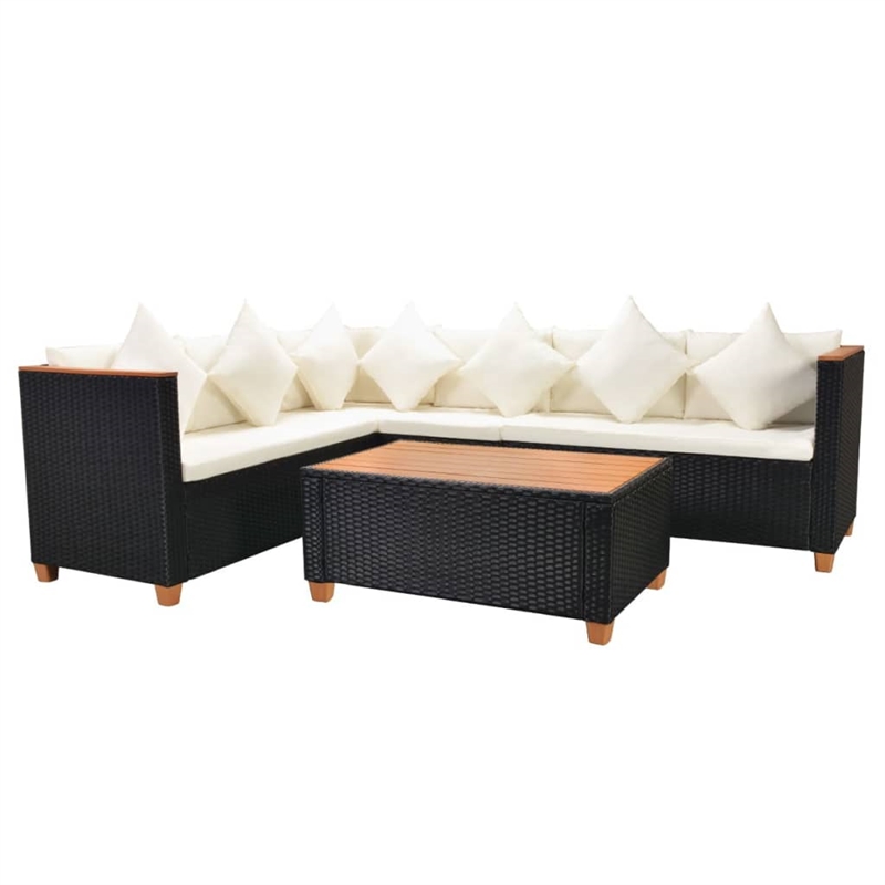 Afuera Living Contemporary Poly Rattan Patio Furniture in Black/Cream
