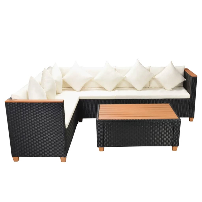Afuera Living Contemporary Poly Rattan Patio Furniture in Black/Cream