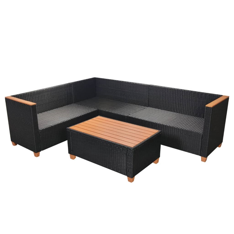 Afuera Living Contemporary Poly Rattan Patio Furniture in Black/Cream