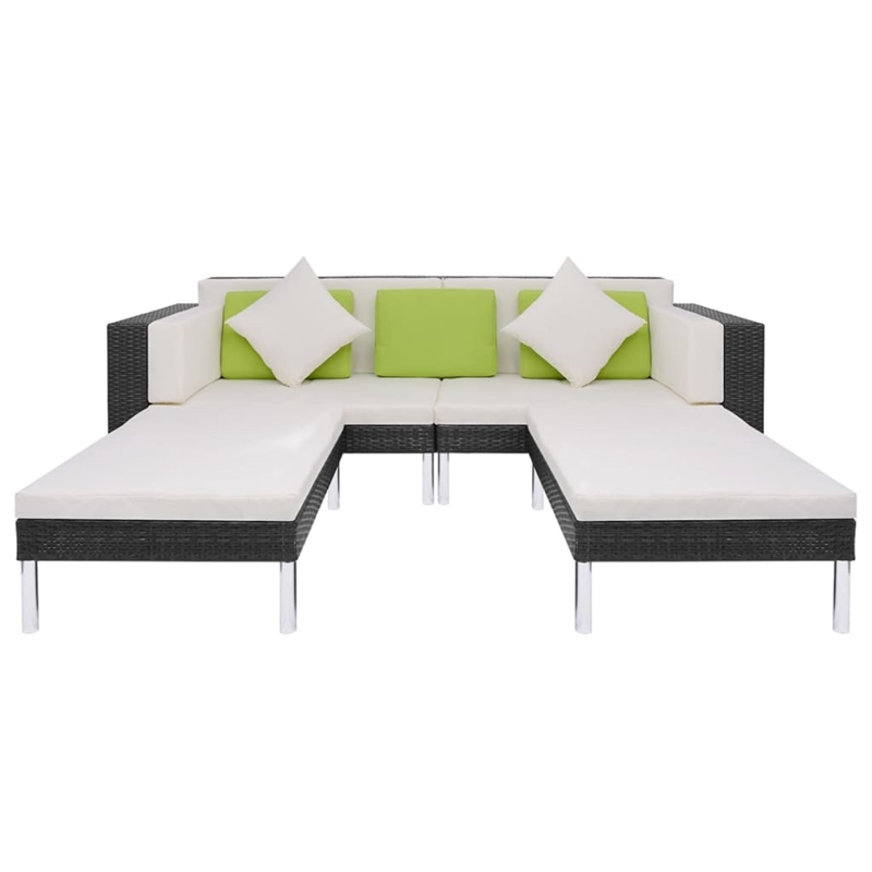Afuera Living Contemporary Synthetic Poly Rattan Medium Sofa in Black