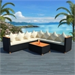 Afuera Living 5 Piece Poly Rattan Large Patio Furniture in Black