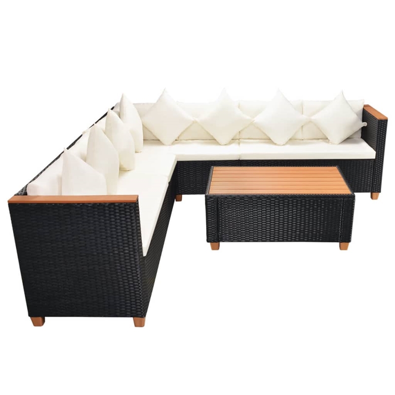 Afuera Living 5 Piece Poly Rattan Large Patio Furniture in Black