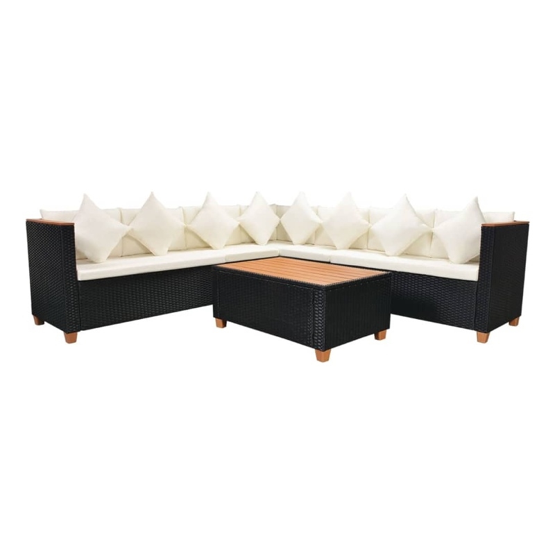Afuera Living 5 Piece Poly Rattan Large Patio Furniture in Black