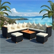Afuera Living 7 Piece Poly Rattan Large Patio Furniture in Black