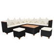 Afuera Living 7 Piece Poly Rattan Large Patio Furniture in Black