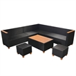 Afuera Living 7 Piece Poly Rattan Large Patio Furniture in Black