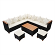 Afuera Living 7 Piece Poly Rattan Large Patio Furniture in Black