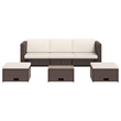 Afuera Living Contemporary 4 Piece Steel Sofa in Brown/Cream