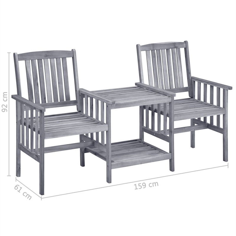 Afuera Living Solid Acacia Wood Medium Furniture Set in Gray