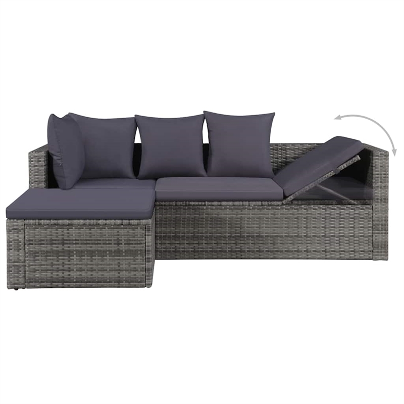 Afuera Living Contemporary Synthetic Poly Rattan Garden Lounge Set in Gray