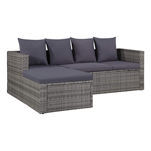 Afuera Living Contemporary Synthetic Poly Rattan Garden Lounge Set in Gray