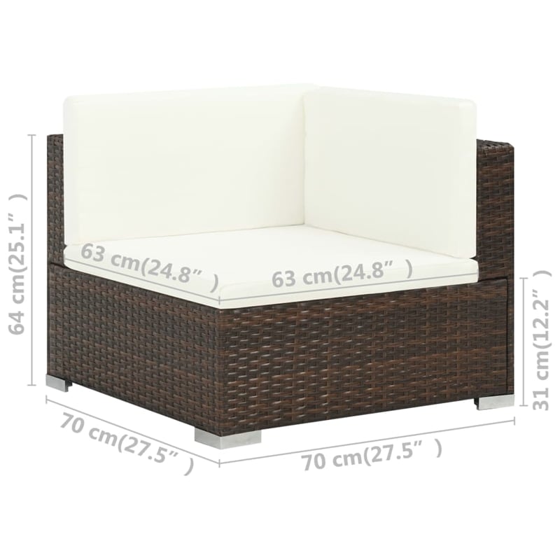 Afuera Living 7 Piece Poly Rattan Patio Sofa Set in Brown/Cream