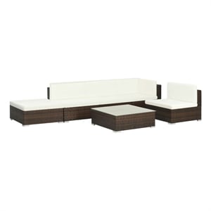 Afuera Living Contemporary 6 Piece Small Patio Sofa Set in Brown/Cream