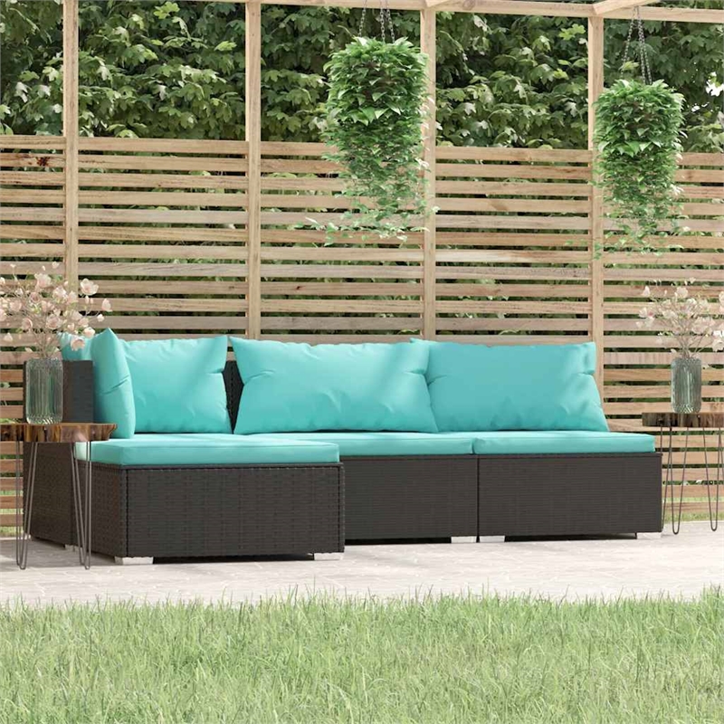 Afuera Living Contemporary 4 Piece Large Garden Lounge Set in Black
