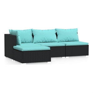 Afuera Living Contemporary 4 Piece Large Garden Lounge Set in Black