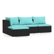 Afuera Living Contemporary 4 Piece Large Garden Lounge Set in Black