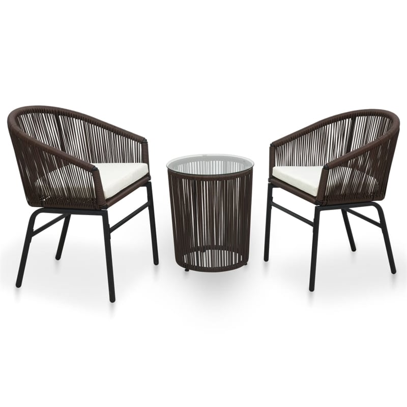 Afuera Living Contemporary Durable Rattan Small Bistro Set in Brown