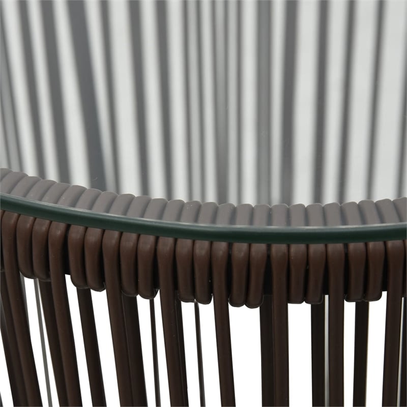 Afuera Living Contemporary Durable Rattan Small Bistro Set in Brown