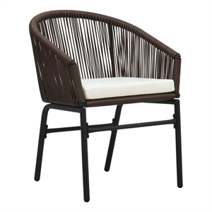 Afuera Living Contemporary Durable Rattan Small Bistro Set in Brown