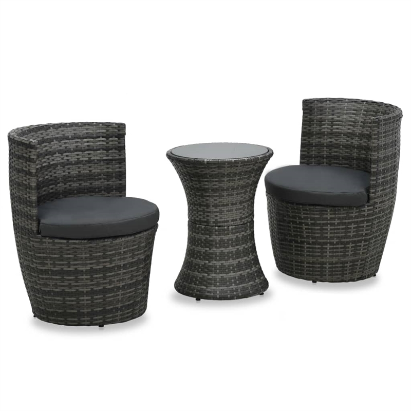 Afuera Living Poly Rattan Small Garden Furniture Set in Black/Gray/Anthracite