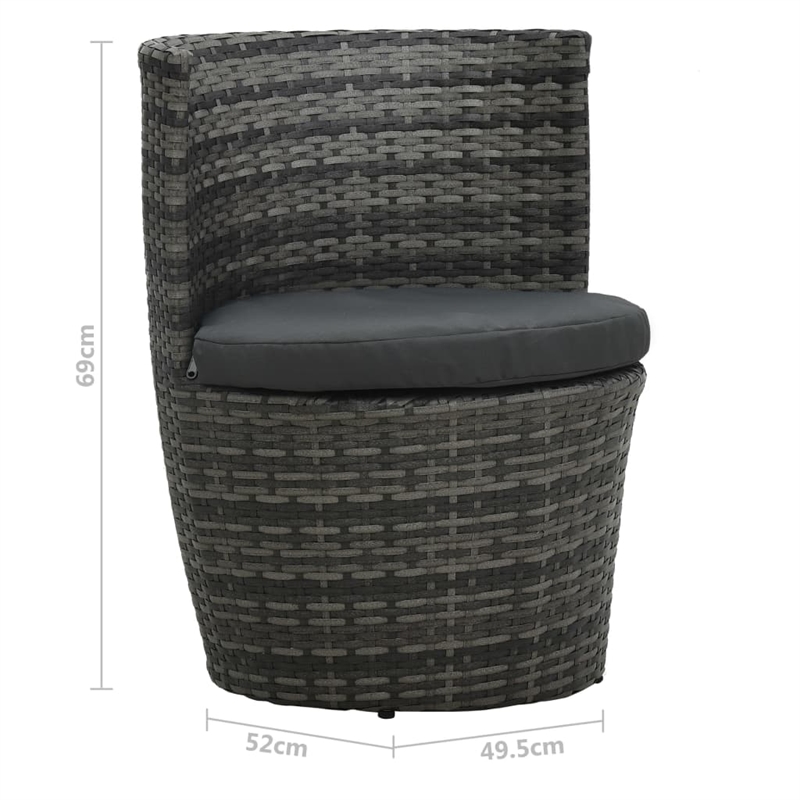 Afuera Living Poly Rattan Small Garden Furniture Set in Black/Gray/Anthracite