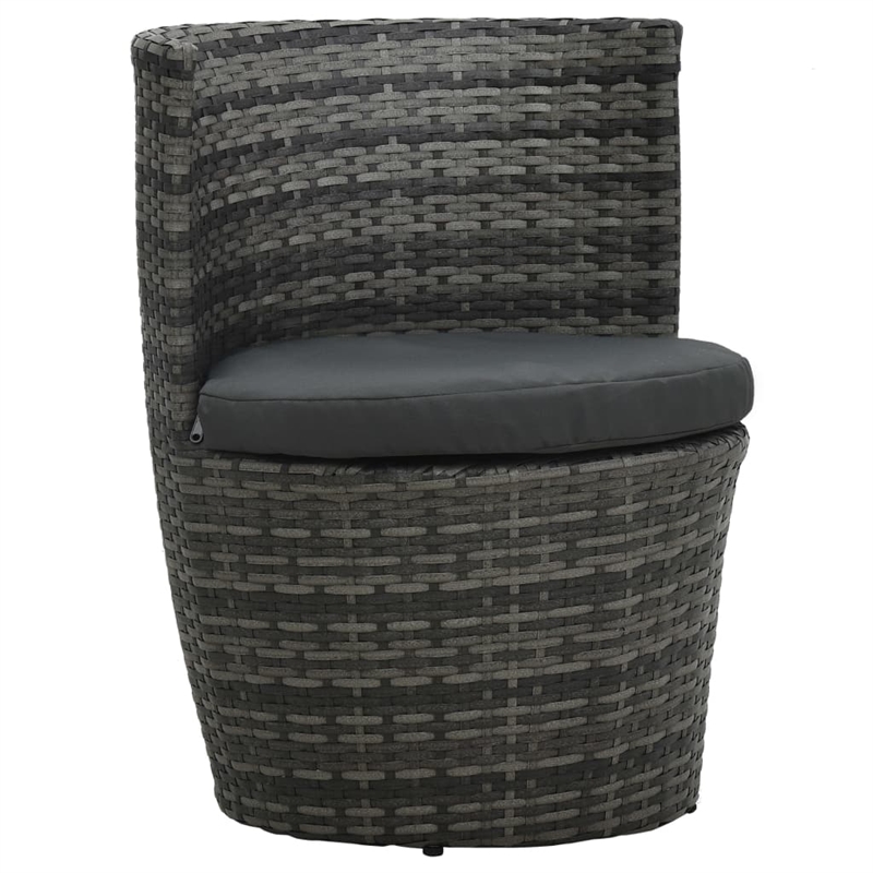 Afuera Living Poly Rattan Small Garden Furniture Set in Black/Gray/Anthracite