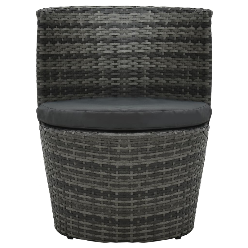 Afuera Living Poly Rattan Small Garden Furniture Set in Black/Gray/Anthracite