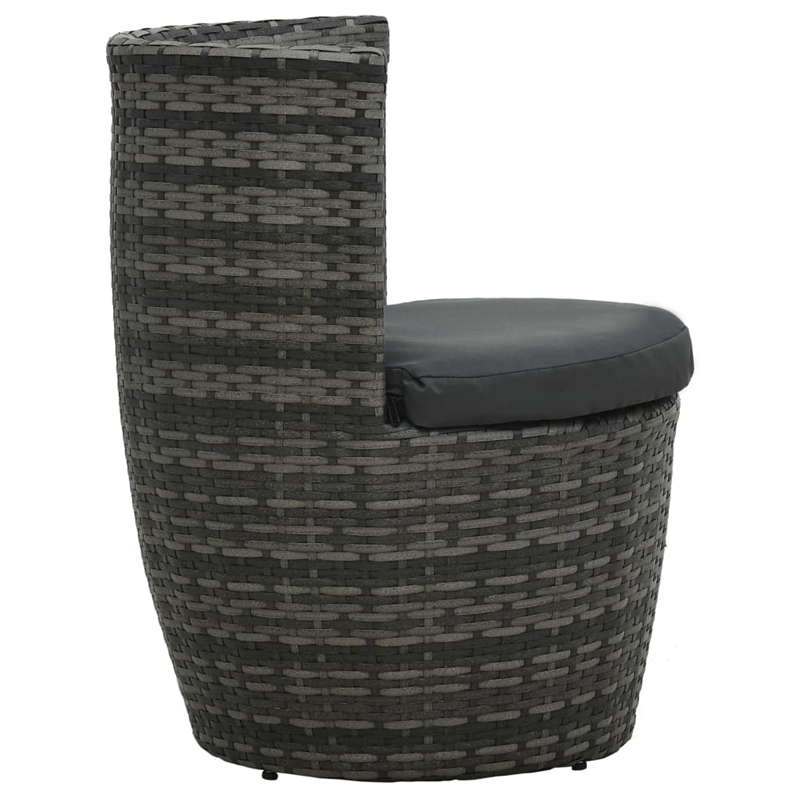 Afuera Living Poly Rattan Small Garden Furniture Set in Black/Gray/Anthracite
