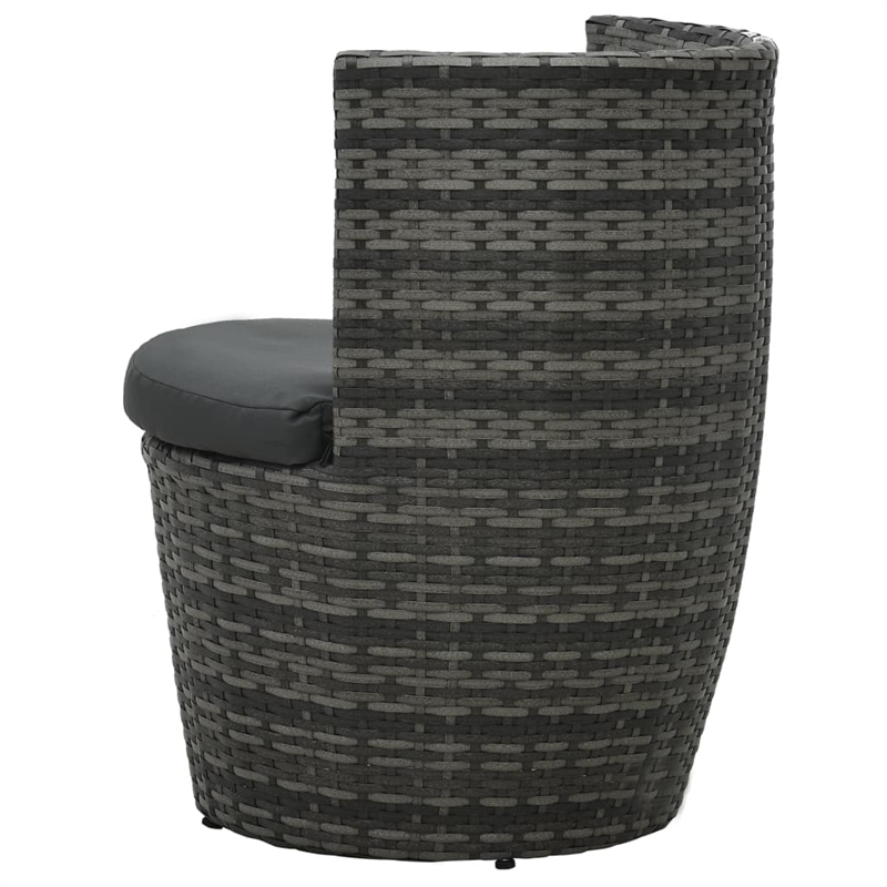 Afuera Living Poly Rattan Small Garden Furniture Set in Black/Gray/Anthracite