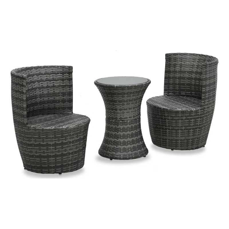 Afuera Living Poly Rattan Small Garden Furniture Set in Black/Gray/Anthracite