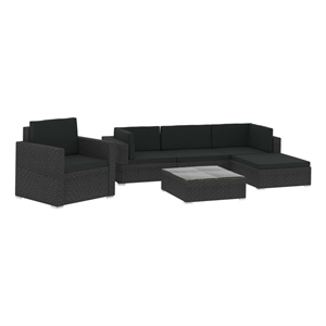 Afuera Living Contemporary 6 Piece Steel Garden Lounge Set in Black