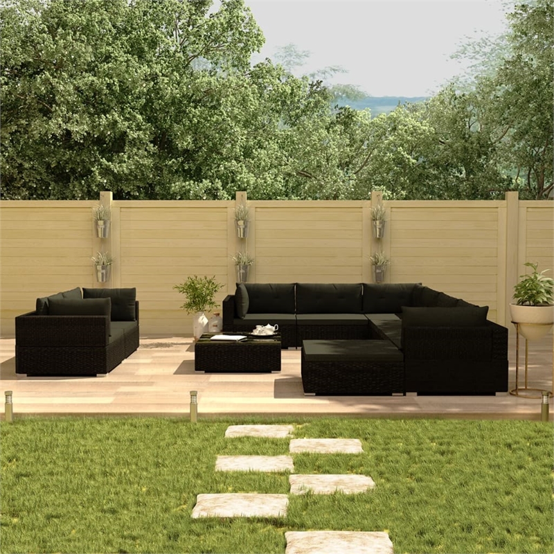 Afuera Living Contemporary 10 Piece Steel Lounge Set in Black