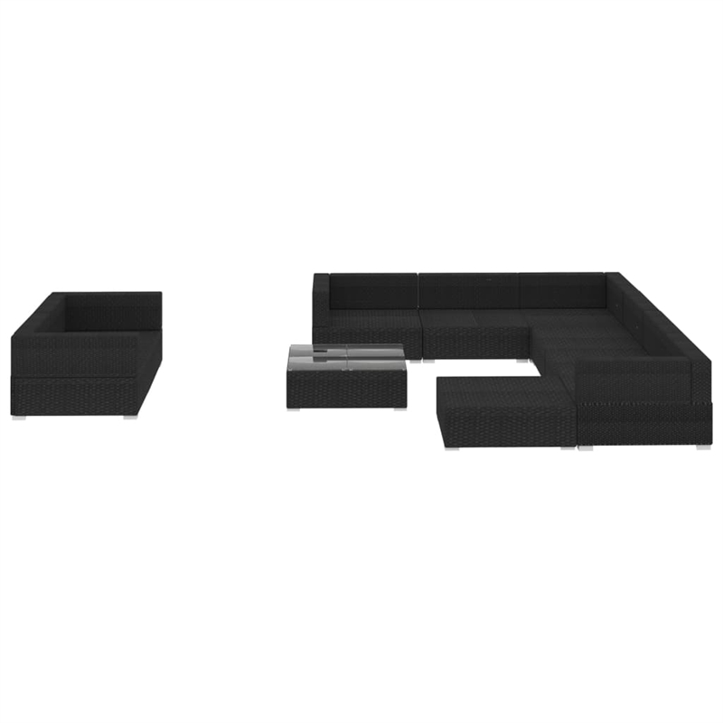Afuera Living Contemporary 10 Piece Steel Lounge Set in Black