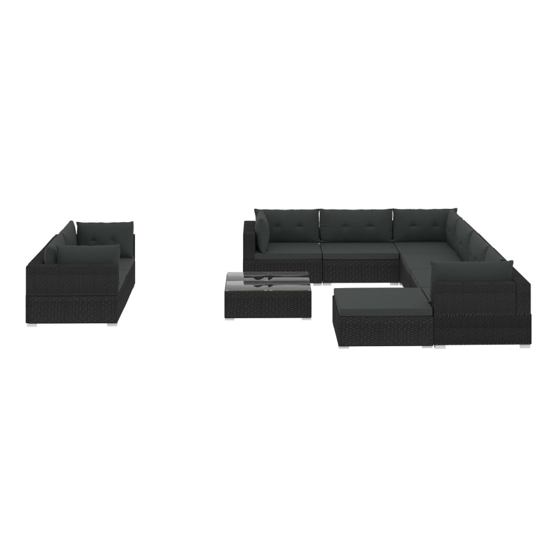 Afuera Living Contemporary 10 Piece Steel Lounge Set in Black