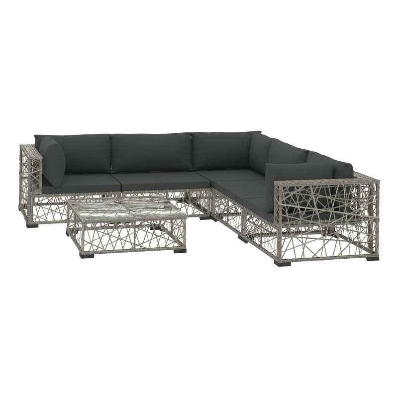 Afuera Living Contemporary Synthetic Poly Rattan 10 Piece Lounge Set in Gray