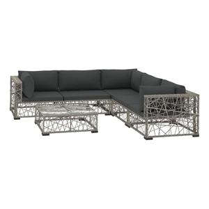 Afuera Living Contemporary Synthetic Poly Rattan 10 Piece Lounge Set in Gray