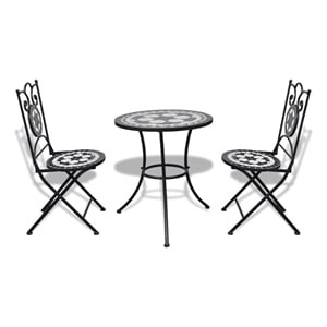 Afuera Living Contemporary Steel Small Patio Furniture in Black/White