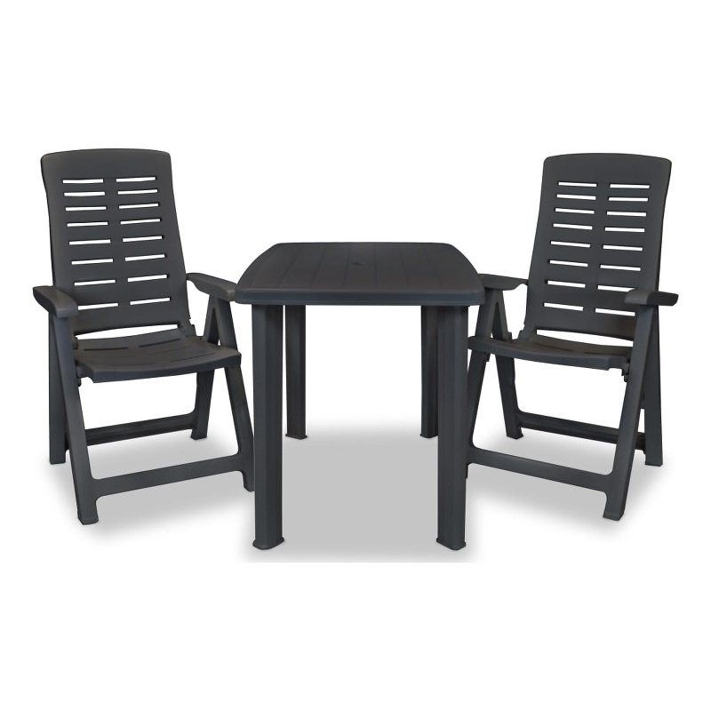 Afuera Living 3 Piece Plastic Medium Bistro Set in Anthracite