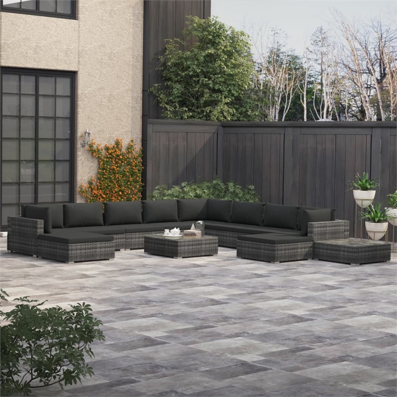 Afuera Living Contemporary 12 Piece Steel Lounge Set in Gray
