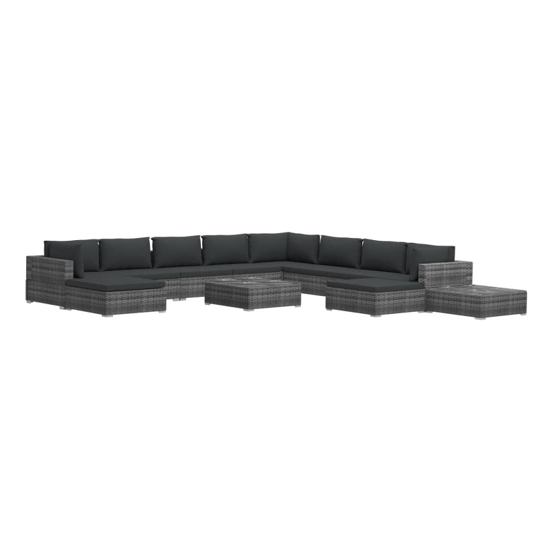 Afuera Living Contemporary 12 Piece Steel Lounge Set in Gray