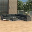 Afuera Living Contemporary Synthetic Poly Rattan 9 Piece  Lounge Set in Gray