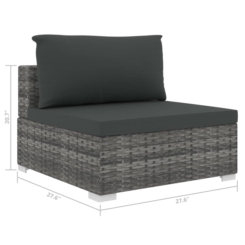 Afuera Living Contemporary Synthetic Poly Rattan 9 Piece  Lounge Set in Gray
