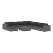 Afuera Living Contemporary Synthetic Poly Rattan 9 Piece  Lounge Set in Gray