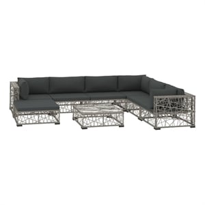 Afuera Living Contemporary Synthetic Poly Rattan 8 Piece Lounge Set in Gray