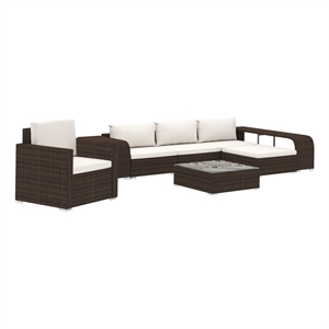 Afuera Living Contemporary 8 Piece Steel Patio Sofa Set in Brown/Cream