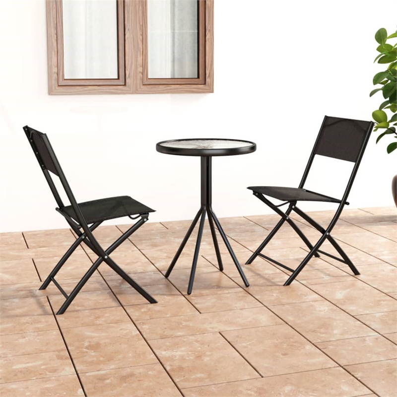 Afuera Living Contemporary Steel Small Bistro Set in Black Finish